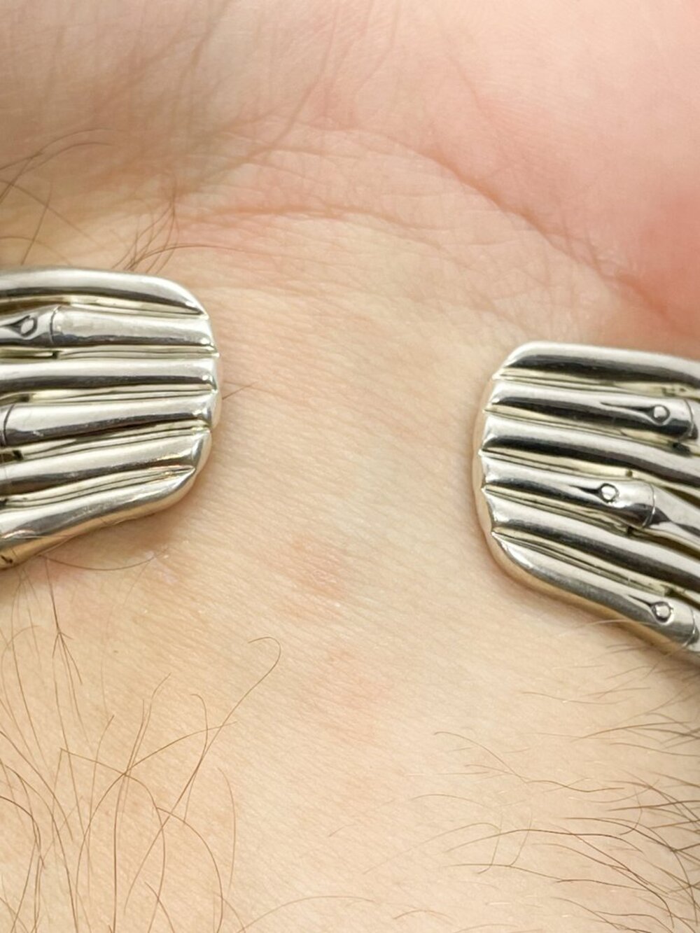 John Hardy Bamboo Sterling Silver & 18k Yellow Gold Medium Flex Cuff Bracelet - Picture 8 of 9